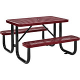 Global Industrial 4' Rectangular Picnic Table Expanded Metal Red