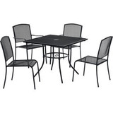 Global Industrial Mesh Caf Table and Chair Set 36"" Square 4 Armchairs Black