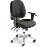 Interion Multifunction Chair With Mid Back Adjustable Arms Fabric Black Seat/Sil