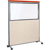 Interion Mobile Deluxe Office Partition Panel with Partial Window 60-1/4""W x 10