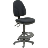 Interion Synchro Work Stool - Fabric - 180 degrees Footrest - Black
