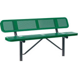 Global Industrial 6' Outdoor Steel Bench w/ Backrest Perforated Metal In Ground