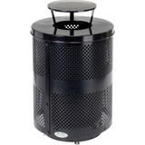 Global Industrial Outdoor Perforated Steel Trash Can W/Rain Bonnet Lid & Base 36