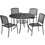 Global Industrial Mesh Caf Table and Chair Set 36"" Round 4 Armchairs Black
