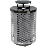 Global Industrial Outdoor Diamond Steel Trash Can W/Rain Bonnet Lid & Base 36 Ga