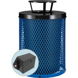 Global Industrial TrashTalk Thermoplastic Mesh Trash Can w/Rain Lid 36 Gal. Blue