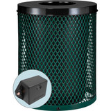 Global Industrial TrashTalk Thermoplastic Mesh Trash Can w/Flat Lid 36 Gal. Gree