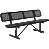 Global Industrial 6' Outdoor Steel Picnic Bench w/ Backrest Perforated Metal Bla