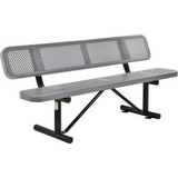Global Industrial 6' Outdoor Steel Picnic Bench w/ Backrest Perforated Metal Gra