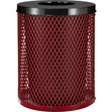 Global Industrial Outdoor Diamond Steel Trash Can With Flat Lid 36 Gallon Red