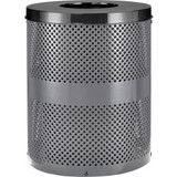 Global Industrial Outdoor Perforated Steel Trash Can With Flat Lid 36 Gallon Gra