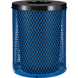 Global Industrial Outdoor Diamond Steel Trash Can With Flat Lid 36 Gallon Blue