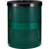 Global Industrial Outdoor Perforated Steel Trash Can With Flat Lid 36 Gallon Gre