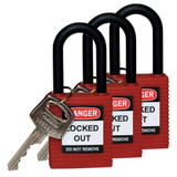 Brady Lockout Padlock,KA,Red,1-3/4"H,PK3 123333