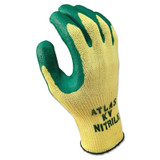 Atlas Nitrile Palm-Coated Gloves, Large, Green/Gray