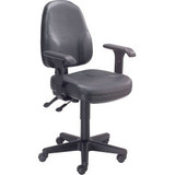 Interion Task Chair With Mid Back & Adjustable Arms Leather Black