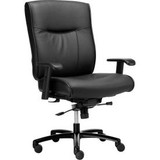 Interion Big & Tall Leather Chair With High Back & Adjustable Arms Leather Black