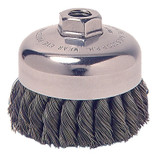 Vortec Pro Knot Wire Cup Brush, 4 in Dia., 5/8-11 Arbor, .025 in Carbon Steel