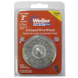 Stem-Mounted Crimped Wire Wheel, 3 in D, .014 in Carbon Steel Wire, 20,000 RPM