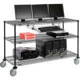 Nexel 3-Shelf Mobile Wire Computer LAN Workstation w/Keyboard Tray 60""W x 24""D