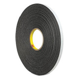 3M™ 4466 Double-Coated Foam Tape, 1" Core, 1" X 5 Yds, Black 074446615M112