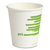 Perk™ Eco-Id Compostable Paper Hot Cups, 10 Oz, White/green, 50/pack PK56223