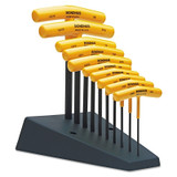 T-Handle Hex Tool Set, 10 per Stand, Hex Tip, Inch, 3/32 in to 3/8 in