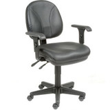 Interion Task Chair With Arms With Mid Back & Adjustable Arms Leather Black