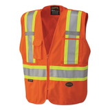 6935AU/6936AU/6937AU HV Zip-Up Snap Break Away Safety Vest, Large, Orange