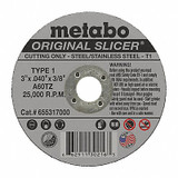 Metabo Cutting Wheel,T1,A60TZ,3"X0.040"X3/8" 655317000