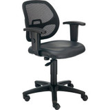 Interion Mesh Office Chair With Mid Back & Adjustable Arms Vinyl Black