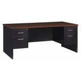 Hirsh Office Desk,29 1/2 in H,Black/Walnut 20531