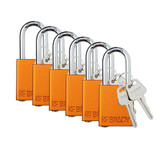 Brady Padlock,6 Pins,Orange,PK6 SDAL-ORG-38ST-KA6