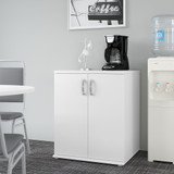 Bush Business Furniture Universal Floor Storage Cabinet with Doors and Shelves in White UNS128WH