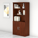 Bush Business Furniture Studio C 5 Shelf Bookcase with Doors in Hansen Cherry STC015HC