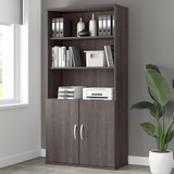 Bush Business Furniture Studio A Tall 5 Shelf Bookcase with Doors in Storm Gray STA010SG