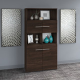 Bush Business Furniture Office 500 5 Shelf Bookcase with Doors in Black Walnut OFB136BW