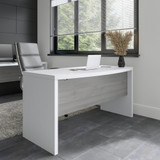 Office by kathy ireland® Echo 60W Bow Front Desk in Pure White and Modern Gray KI60505-03