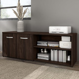 Bush Business Furniture Hybrid Low Storage Cabinet with Doors and Shelves in Black Walnut HYS160BW-Z