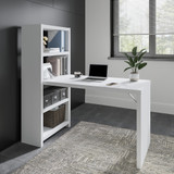 Office by kathy ireland® Echo 56W Bookcase Desk in Pure White and Modern Gray KI60507-03