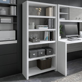 Office by kathy ireland® Echo 5 Shelf Bookcase in Pure White and Modern Gray KI60504-03