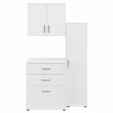 Bush Business Furniture Universal 3 Piece Modular Laundry Room Storage Set with Floor and Wall Cabinets LNS005WH