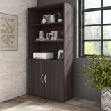 Bush Business Furniture Hybrid Tall 5 Shelf Bookcase with Doors in Storm Gray HYB024SG