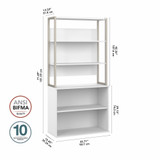Bush Business Furniture Hybrid Tall Etagere Bookcase in White HYB023WH B-HYB023WH