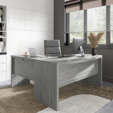 Office by kathy ireland® Echo L Shaped Bow Front Desk in Modern Gray ECH025MG
