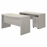 Office by kathy ireland® Echo Bow Front Desk and Credenza with Mobile File Cabinet ECH010GS