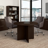 Bush Business Furniture 42W Round Conference Table with Wood Base in Mocha Cherry 99TB42RMR