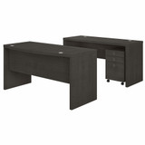 Office by kathy ireland® Echo Bow Front Desk and Credenza with Mobile File Cabinet ECH010CM