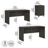 Office by kathy ireland® Echo Bow Front Desk and Credenza with Mobile File Cabinet ECH010CM B-ECH010CM