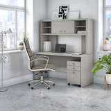 Office by kathy ireland® Echo Credenza Desk with Hutch and Mobile File Cabinet in Gray Sand ECH006GS